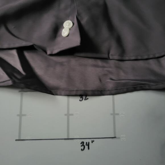 New Vintage Geoffrey Beene Grandad Shirt Mens 18 Gray Long Sleeve 90s Minimalist - Picture 8 of 8